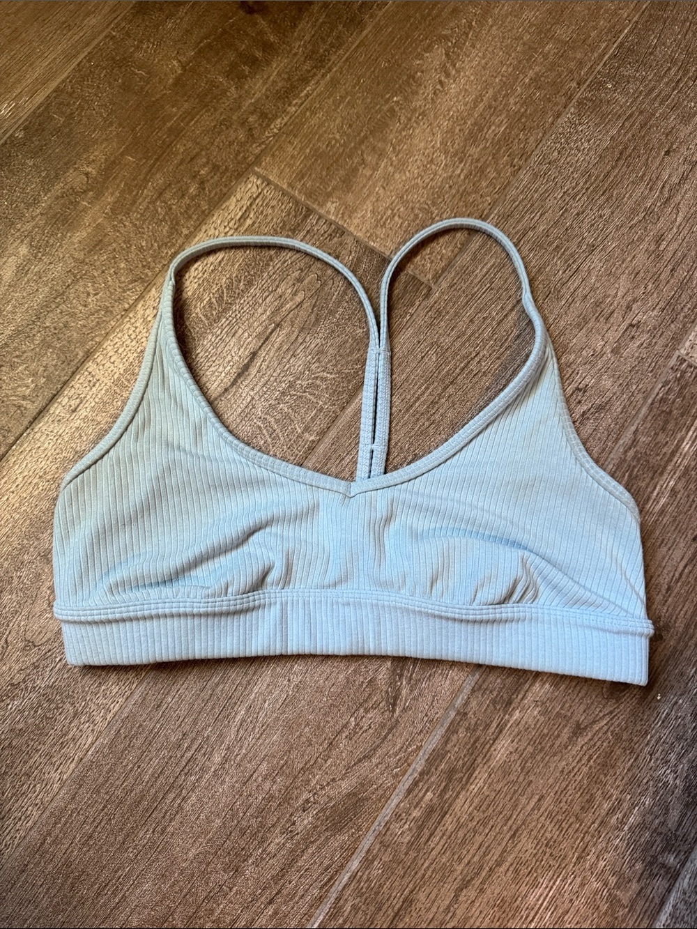 ALO Yoga Ribbed Thin-Strap Bralette - Pale Blue